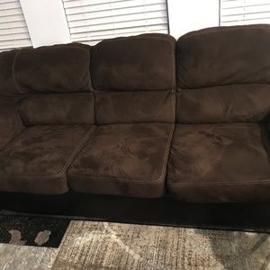 Faux leather chocolate brown sofa